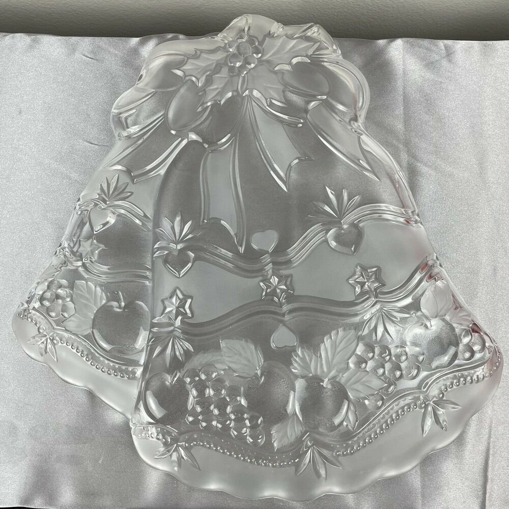Mikasa Christmas Serving Platter Sleigh Bells Large Glass WY449-601 Japan 15.25" - Picture 6 of 10